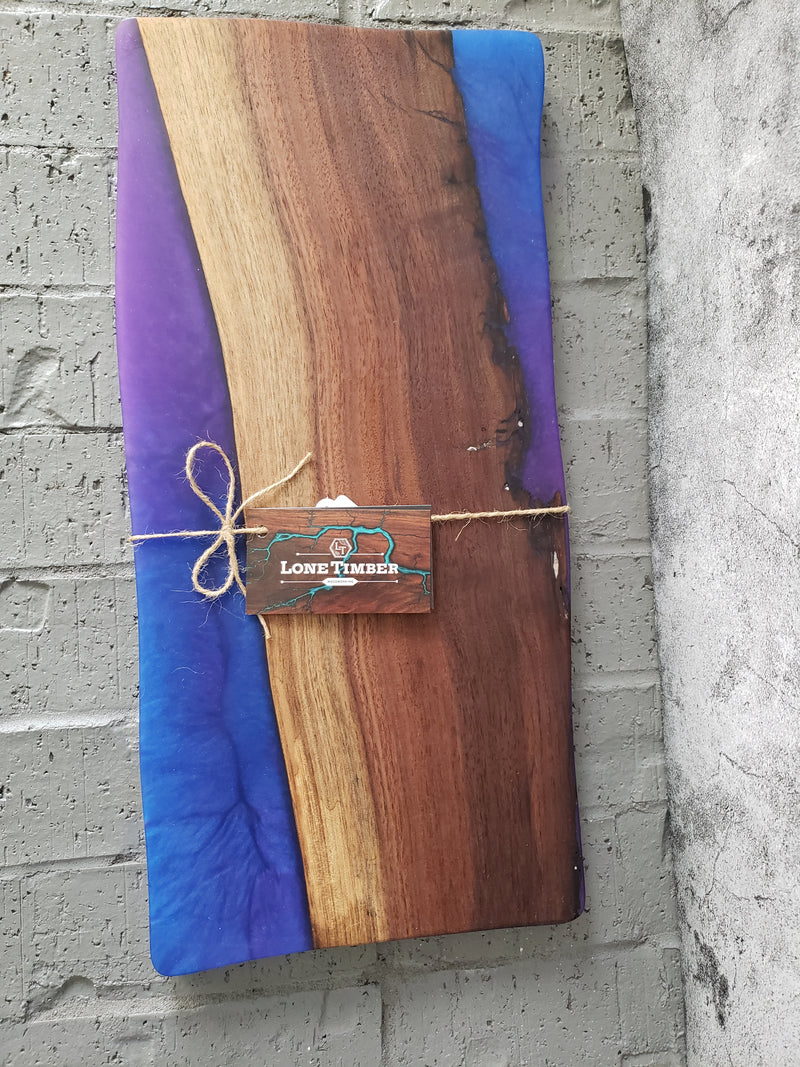 Walnut Charcuterie Board in Purple / Blue Mix