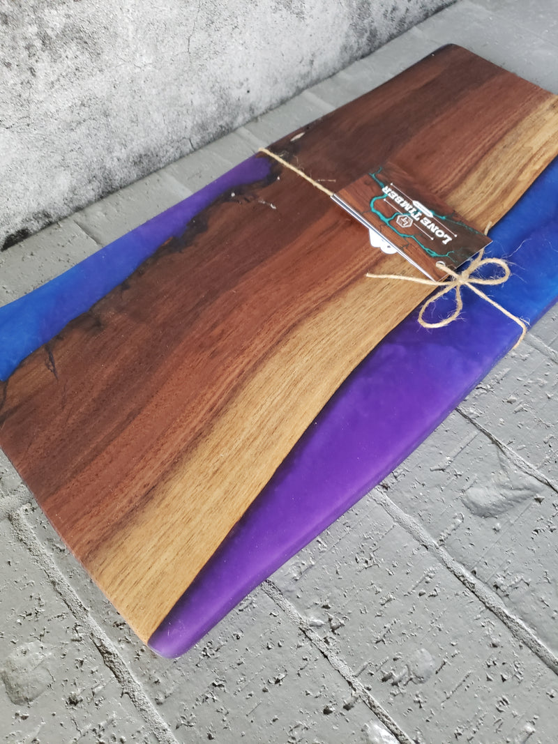 Walnut Charcuterie Board in Purple / Blue Mix