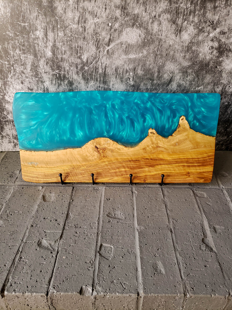 Olive Wood Charcuterie Board in Teal
