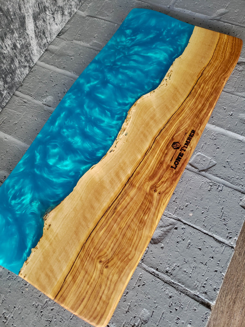 Olive Wood Charcuterie Board in Teal