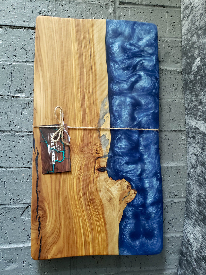 Olive Wood Charcuterie Board in Slate Blue