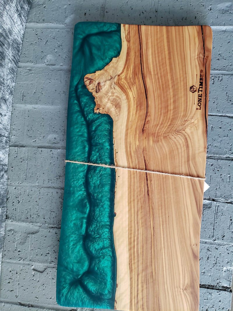 Olive Wood Charcuterie Board in Emerald Green